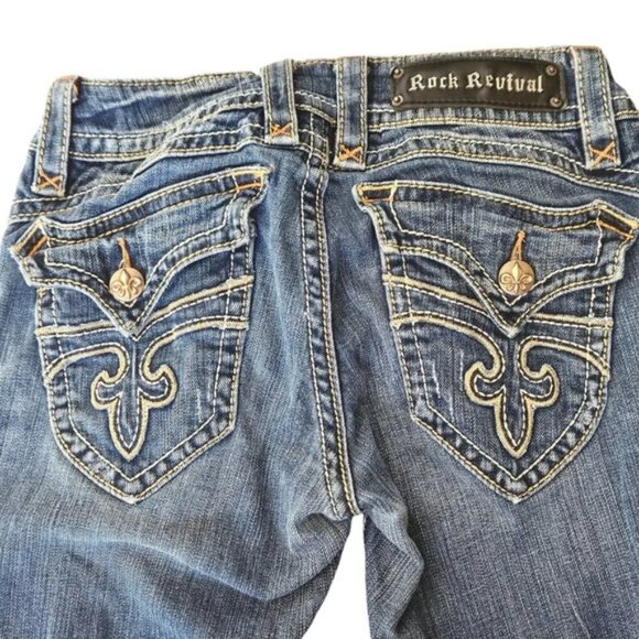 Rock Revival Women's Denim Patti Embroidered Flap Pocket Boot Jeans Size 27 - Picture 2 of 16